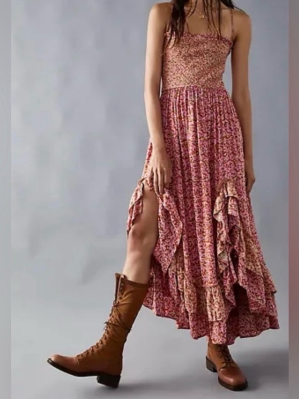 Free People Smocked Floral High-Low Maxi Dress | Boho | Festival | Cottagecore
